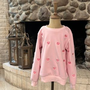 Lola & the Boys light pink heart sweater